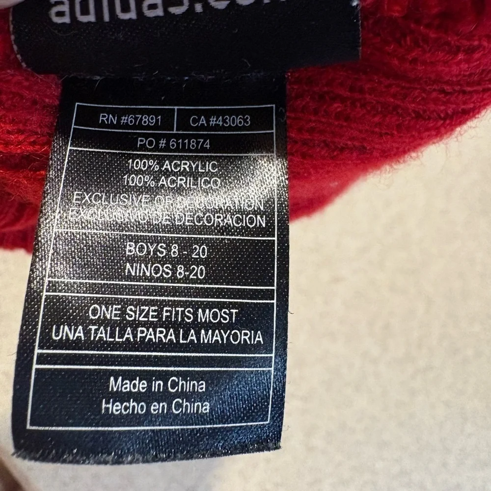 Adidas Indiana University Hoosiers IU Kids youth Red and White Stripe Hat Beanie